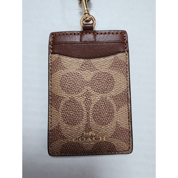 NWT Coach ID Lanyard in Signature Canvas – Tan/Brown CZ285 - Picture 2 of 3